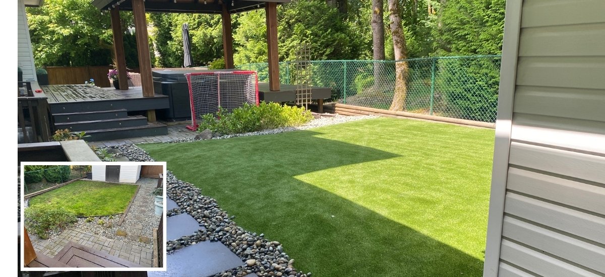 Backyard turf with gazebo